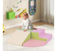 Costway Set di blocchi in schiuma con velcro per arrampicarsi e gattonare per bambini, Set di blocchi morbidi per lo sviluppo dei bambini Rosa