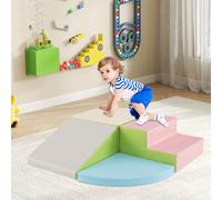 Costway Set di blocchi in schiuma con velcro per arrampicarsi e gattonare per bambini, Set di blocchi morbidi per lo sviluppo dei bambini Azzurro