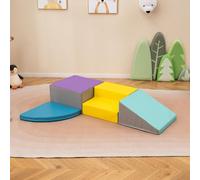 Costway Set di blocchi in schiuma con velcro per arrampicarsi e gattonare per bambini, Set di blocchi morbidi per lo sviluppo dei bambini Blu