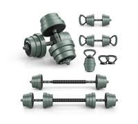 COSTWAY Set di Manubri Regolabili, Set di Pesi Liberi con Connettore, Attrezzi da Palestra Domestica 4 in 1 Include Bilanciere, Manubri, Kettlebell & Supporto per Flessioni per Donne e Uomini
