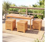 Costway Set di panca da giardino e 3 contenitori in legno massello con coperchio e maniglia, Panchina a 2 posti con baule multiuso deposito sotto seduta