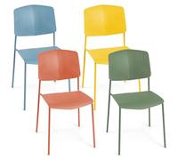 COSTWAY Set di Sedie da Pranzo da 4 Pezzi, Sedie Laterali senza Bracci con Schienale Ergonomico e Seduta Ampia, Sedie da Cucina Accumulabili per Casa e Ufficio, Portata 160 kg (Colorato)