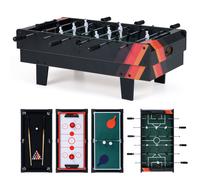 Costway Set di tavoli da gioco 4 in 1 calcio balilla biliardo ping pong, Tavolo multi-gioco hockey accessori per casa sala giochi Nero