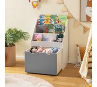Costway Set di tavolo e sedie per bambini e scaffale per bambini, Set di mobili 3 PCS e libreria perfetta per la stanza dei giochi