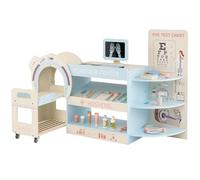 COSTWAY Set Gioco Dottore per Bambini, Medico Giocattolo in Legno con Tabella Oculistica, Macchinario CT e Radiografie, Gioco di Ruolo Medico Educativo con Accessori per Bambini 3+ Anni (Blu)