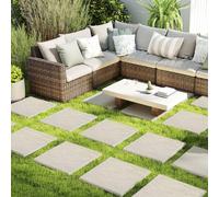 Costway Set pietre da passo per giardino, Passerelle decorative per prato e giardino resistenti a tutte le condizioni meteorologiche Beige e Grigio