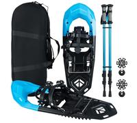 COSTWAY Set Racchette da Neve 35-45 per Uomo, Donna e Gioventù, Bastoncini da Trekking Telescopici 95-135 cm con Punte in Tungsteno, Dischi Neve e Dischi Fango, Ciaspole da Neve Leggere con Borsa