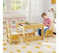 Costway Set tavolo con 2 sedie per bambini in legno, Set di 3 pezzi mobili per bimbi 62x62x48cm Giallo