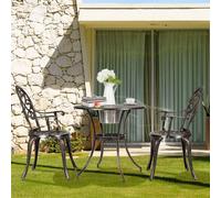 Costway Set tavolo rotondo 2 sedie con secchiello per ghiaccio rimovibile, Mobili da giardino resistente alle intemperie