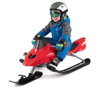 COSTWAY Slittino da Neve per Bambini 6+ Anni, in Metallo e Plastica | Bob Slitta con Sterzo, Freno a Pedale, Sedile, Manubrio, Sospensione e Corda Trazione, Gioco Invernale da Discesa, Max 40 kg