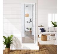 Costway Specchio a figura intera per muro o porta con struttura in ferro, Specchio con 2 set di ganci regolabili Bianco