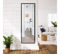 Costway Specchio a figura intera per muro o porta con struttura in ferro, Specchio con 2 set di ganci regolabili Nero