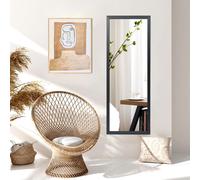 Costway Specchio a figura intera sulla porta o sul muro, Specchio per camera da letto salone spogliatoio 120x37cm Nero