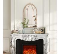Costway Specchio a finestra in stile rustico con cornice metallica e antideflagrante, Specchio decorativo ad arco per soggiorno ingresso camino giardino 83 x