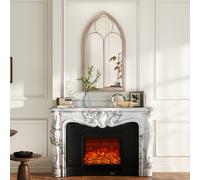 Costway Specchio a finestra in stile rustico con cornice metallica e antideflagrante, Specchio decorativo ad arco per soggiorno ingresso camino giardino 111,5