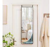 Costway Specchio sopra la porta con cornice in alluminio vetro antigraffio, Specchio da appendere o da parete Nero