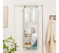 Costway Specchio sopra la porta con cornice in alluminio vetro antigraffio, Specchio da appendere o da parete Argento