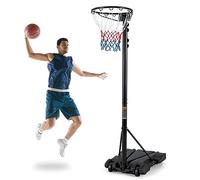 COSTWAY Supporto per Canestro da Basket Portatile e Regolabile in Altezza 206-305cm, Canestro da Basket da Esterno ed Interno con Base Riempibile e 2 Ruote Scorrevoli