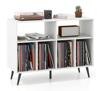 COSTWAY Supporto per Giradischi, Mobiletto per Giradischi a 3 Livelli con Scaffali per Vinili, Tavolino per Dischi con 5 Gambe, Scaffale Espositivo per Soggiorno, Sala Musica (Bianco)