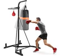 COSTWAY Supporto per Sacco da Boxe e Punching Ball Regolabile, Sacco Boxing da Terra con Struttura in Metallo Robusta e Base Stabile, Attrezzi Pugilato Autoportante da Casa per Adulti