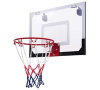 COSTWAY Tabellone Canestro da Muro 45 x 30,5 cm, Canestro da Basket da Interno ed Esterno con Tabellone in PC Resistente, Rete, Palla e Pompa, Agganciabile sulla Porta