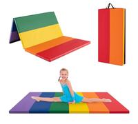 COSTWAY Tappetino da Ginnastica Pieghevole, Tappetino Portatile e Leggero con Maniglie, Tappetino per Yoga e Allenamenti per Stretching e Capriole da Casa e Palestra (Colorato)