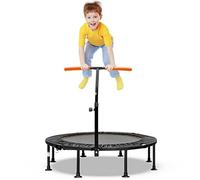 COSTWAY Tappeto Elastico per Bambini e Adulti Pieghevole, Trampolino da Interno ed Esterno con Manico Regolabile in Altezza e Molle in Metallo Zincato (Arancione)