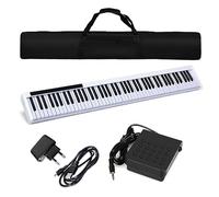 COSTWAY Tastiera Musicale 88 Tasti, Pianoforte Digitale Portatile con Custodia, Pianola con 128 Ritmi e Toni, Pedale Sustain, MIDI, USB e Funzione di APP Bluetooth (Bianco)