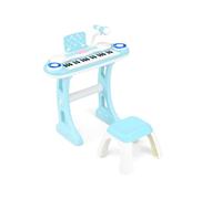COSTWAY Tastiera Pianoforte a 37 Tasti per Bambini, Piano Elettronico per Bambini con Microfono, Sgabello e Supporto per Spartiti, 8 Ritmi e 8 Strumenti, per Bambini 18+ Mesi (Blu)
