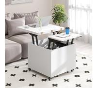 Costway Tavolino da caffè con piano sollevabile pieghevole 3 in 1, Tavolo centrale con contenitore nascosto cassetto e ruote girevole 360° per soggiorno