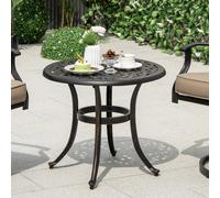 Costway Tavolino da giardino da 60cm con piedini regolabili, Tavolino da esterno in alluminio pressofuso Marrone antico