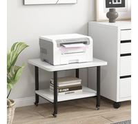 Costway Tavolino in legno multifunzione con ruote girevoli, Mobiletto carrello con 2 ripiani 49x40x37cm Bianco e nero