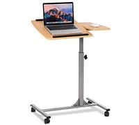 COSTWAY Tavolino Salotto Regolabile in Altezza e Inclinazione, Tavolo da Letto e da Divano con Ruote, Tavolino Porta PC Multiuso per Soggiorno e Camera da Letto, 64 x 45 x 71-93 cm (Naturale)