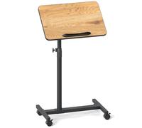 COSTWAY Tavolino Servitore con Altezza Regolabile, Ruote Bloccabili, Piano Girevole a 360° e Inclinabile con Fermo Bordo, Tavolino a Forma di C per Soggiorno, Camera da Letto e Studio (Naturale)