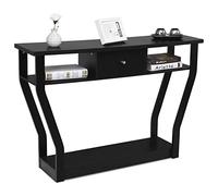 COSTWAY Tavolo consolle con cassetto e mensola, in legno, tavolo d'ingresso, tavolino per ingresso, soggiorno, camera da letto, 120 x 30 x 81 cm (nero)