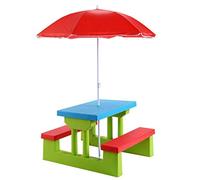 COSTWAY Tavolo da Picnic per Bambini con Parasole Pieghevole (Colore 2) | Set da Giardino per Bambini con Tavolo e Panche per Festa e Picnic