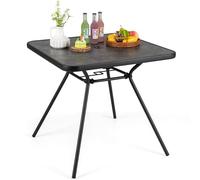 COSTWAY Tavolo da Pranzo per Esterno, Tavolo Quadrato da 80 cm con Foro per Ombrello da 4 cm e Coperchio, Tavolino Bistro in Metallo Robusto per Giardino, Portata 100 kg