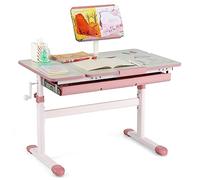 COSTWAY Tavolo di Studio per Bambini 3-12 Anni, Tavolino Regolabile in Altezza con Piano Inclinabile, Libreria e Cassetta di Archiviazione, Ideale per Disegno (Pink)