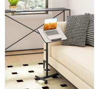 Costway Tavolo laterale regolabile con altezza regolabile e piano inclinabile, Tavolino con ruote per soggiorno e camera da letto Grigio