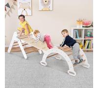 COSTWAY Telaio da Arrampicata per Bambini, Triangolo di Arrampicata Pieghevole con Triangolo Arco e Salita, Regalo per Bambini 1 Anni + (Bianco)