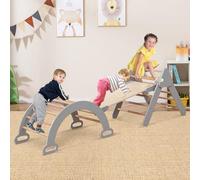 COSTWAY Telaio da Arrampicata per Bambini, Triangolo di Arrampicata Pieghevole con Triangolo Arco e Salita, Regalo per Bambini 1 Anni + (Grigio)