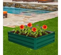 Costway Telaio per letto da giardino in metallo da esterno per fiori piante e verdure, Letto da giardino rialzato in acciaio Verde
