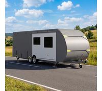 Costway Telo copri roulotte 524 x 260 x 250 cm con toppe di riparazione, Copertura per camper impermeabile e antivento Girgio