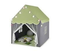 COSTWAY Tenda da Gioco per Bambini, Tenda Castello con Tappetino Lavabile, Luci a Forma di Stella, per Interno ed Esterno, 105 x 121 x 136 cm (Verde)