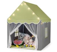 COSTWAY Tenda da Gioco per Bambini, Tenda Castello con Tappetino Lavabile, Luci a Forma di Stella, per Interno ed Esterno, 105 x 121 x 136 cm (Stile 2 Verde)