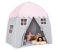 COSTWAY Tenda da Gioco per Bambini, Tenda per Cameretta con Borsa, Tappetino Antiscivolo, Design con Chiusura Lampo, Finestre Traspiranti, Ideale per Bambini e Bambine 3 Anni+ (Rosa)