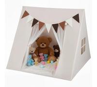 COSTWAY Tenda per Bambini, Tenda Gioco Interna con Tappetino Imbottito Lavabile, Bandiere Colorate, Castello per Principesse 3 Anni +, 120x120x105 cm