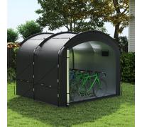 Costway Tenda rimessa può contenere da 7 a 8 biciclette e vari attrezzi e giocattoli, Copertura esterna per biciclette con tessuto impermeabile Nero
