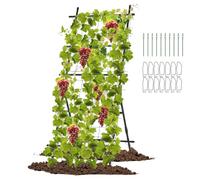 COSTWAY Traliccio da Giardino per Piante Rampicanti, Supporto Verticale per Piante con Rete, Pali in Metallo Rivestiti in Plastica, Grigliato da Giardino per Fiori, Viti, Verdure e Frutta
