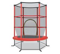 COSTWAY Trampolino Elastico Bambino Ø165 cm in Acciaio, Tappeto Elastico Bambini da Esterno e da Interno, con Rete e Cusicnetti Antiscivolo, Carico Statico 135 kg (Rosso, 165 x 191 cm)